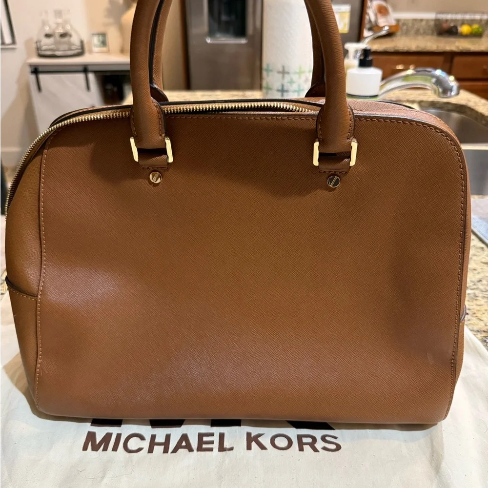Michael Kors Brown Saffiano Leather Satchel - Picture 2 of 7
